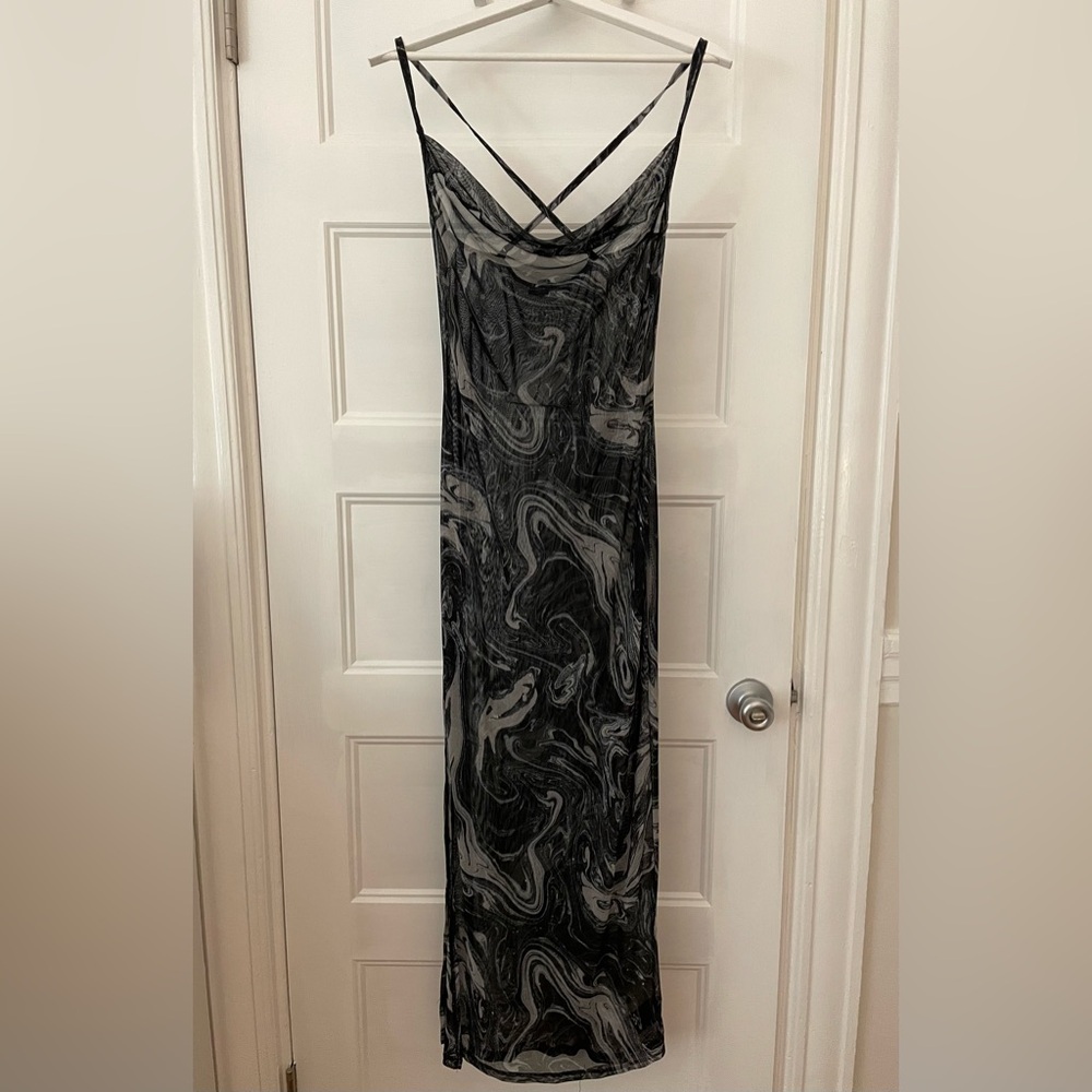 Urban Outfitters Sheer Mesh Cowl Neck Midi Dress - Medium